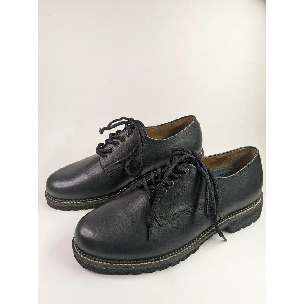 H.S. Trask Gallatin H1001 Men's 8M Black Leather Oxford Lug Sole Plain Toe Shoes